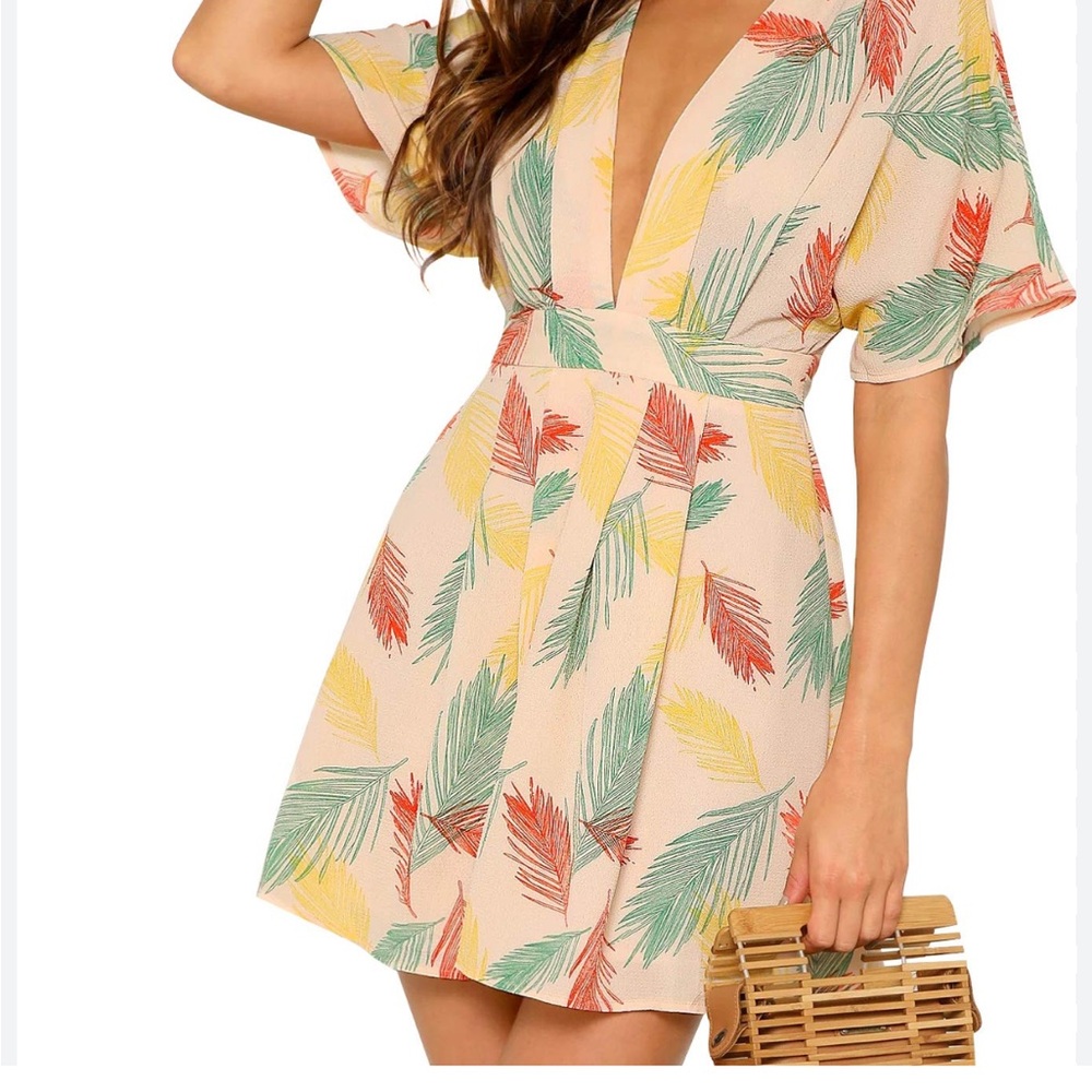 Tropical Leaf Print Dress